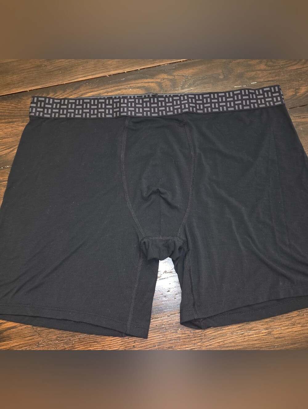 Tommy John Apollo Mens 3XL Black Boxer Briefs with Patterned Waistband 6" inseam